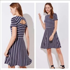 NWT STRIPED CUTOUT BACK FLARE DRESS